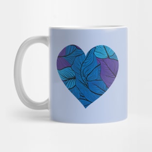 Heart Blue Leaves Mug